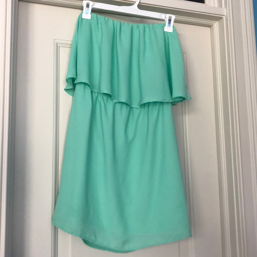 Sea-foam Green off the shoulder dress